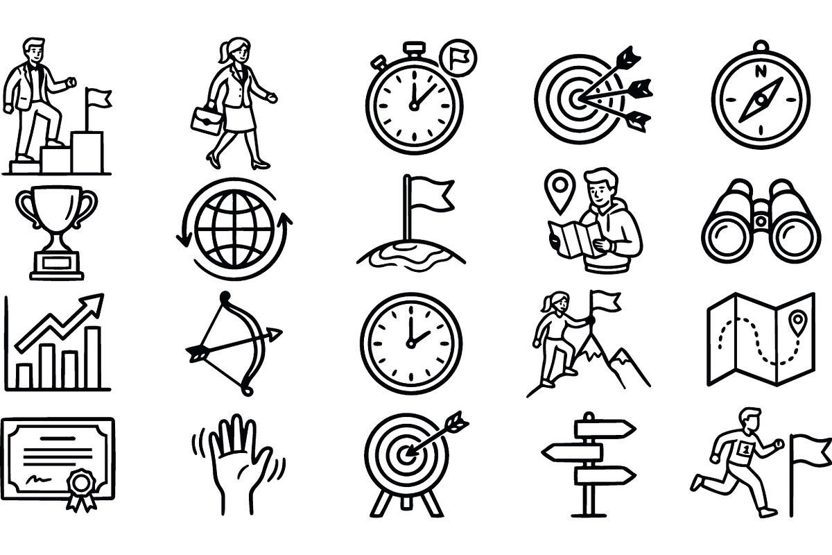 Goal Achievement Icon Set, an Illustration by designvectx (Photo 2 of 3)