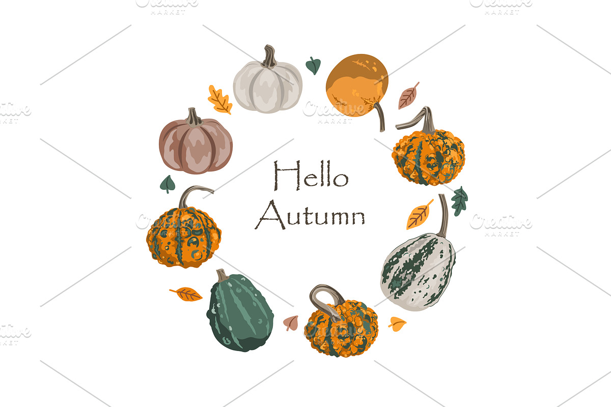 Pumpkin wreath. Gourds and squashes, an Object Illustration by Toltemara