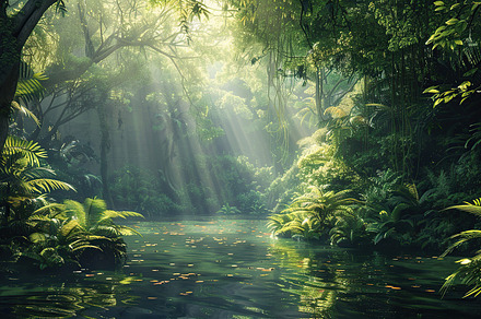 Green tree forest in jungle, a Nature Photo by AlyaAnd