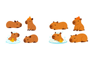 Playful capybaras enjoying winter, an Animal Illustration by ZinetroN