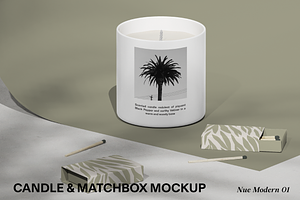 NMC - 01 Candle & matchbox mockup, a Packaging Mockup by NOMINA