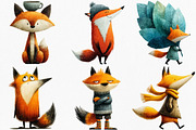Watercolor Quirky Fox Clipart Bundle, an Illustration by Canvas Craft (Thumbnail 3 of 8)
