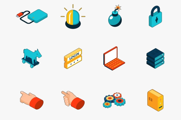 3D Internet Security Icons