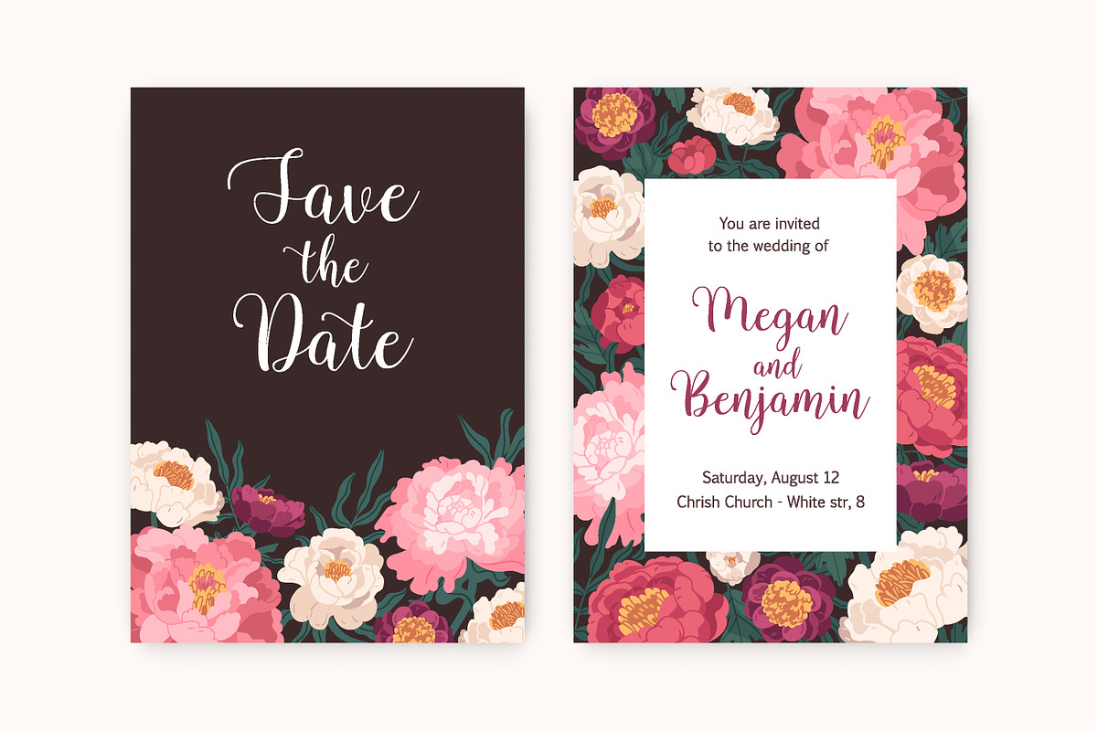 Floral wedding invitation cards set, a Decorative Illustration by Good Studio (Photo 2 of 5)