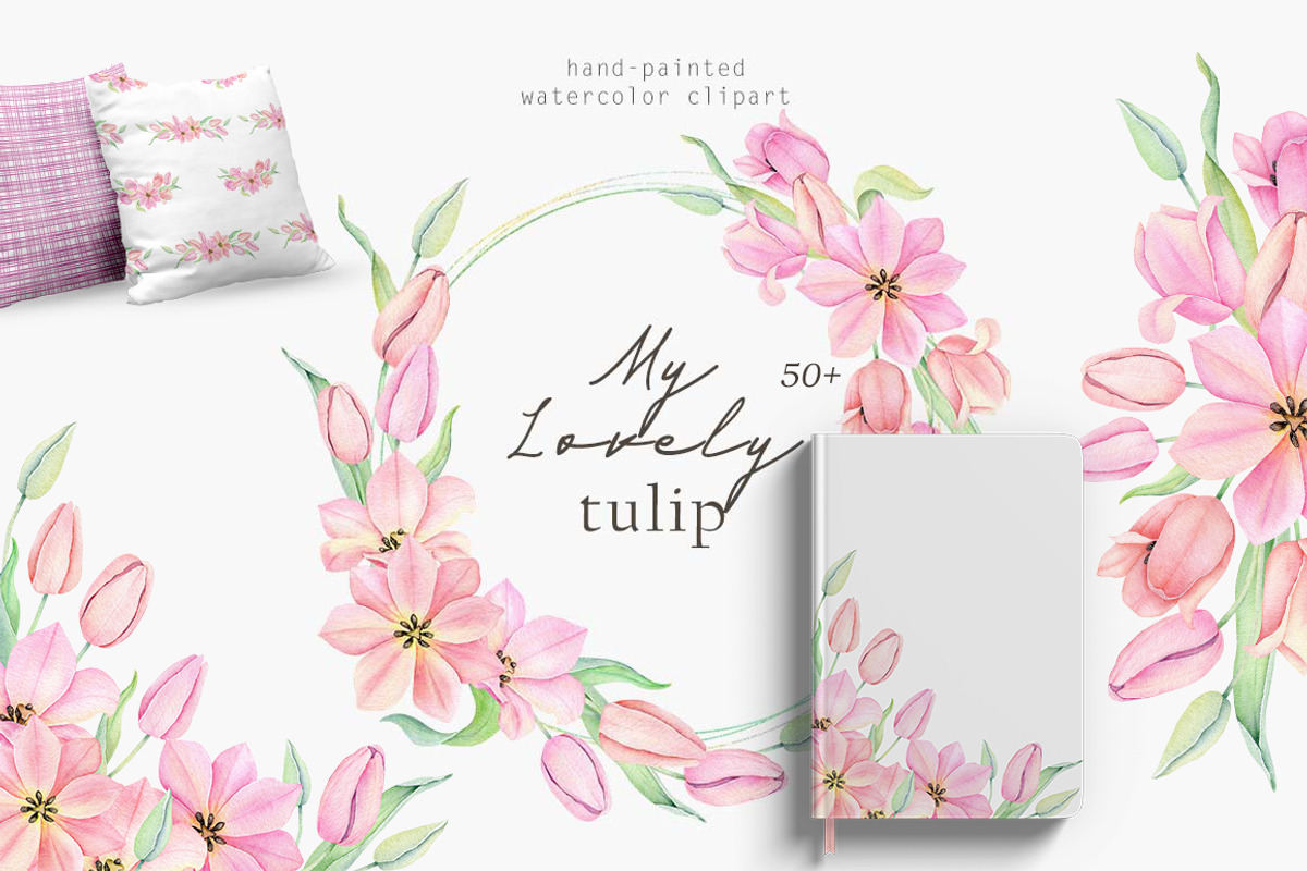 Watercolor tulip Flowers clipart, a Seasonal Illustration by Daryartsy (Photo 1 of 9)