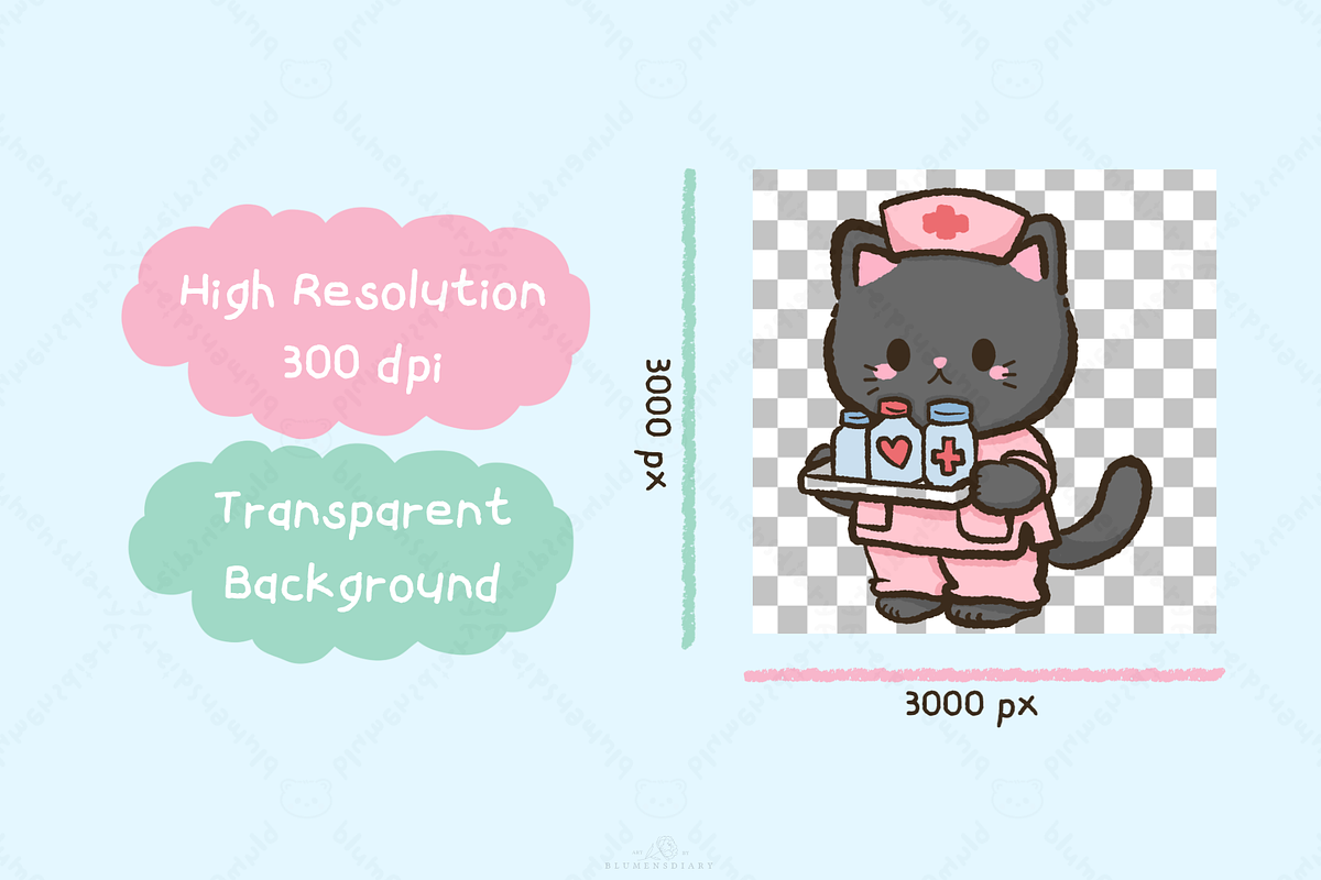Cute Nurse Cat Clipart, an Animal Illustration by Blumensdiary (Photo 3 of 6)