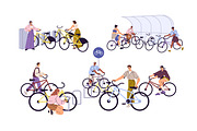 People parking bicycles at station, a Transportation Illustration by PaperTrident (Thumbnail 1 of 4)