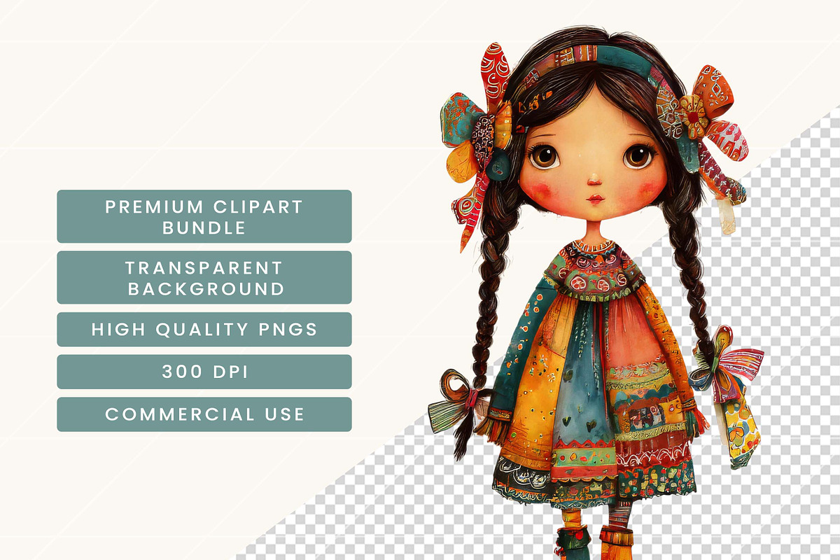 Whimsical Quirky Girl Clipart Bundle, a Person Illustration by BusyDaydesign (Photo 7 of 9)