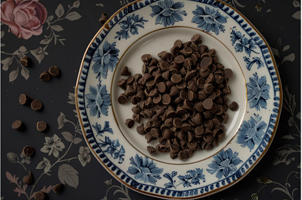 Artisan chocolate chips on vintage, a Food & Drink Photo by Ylivdesign