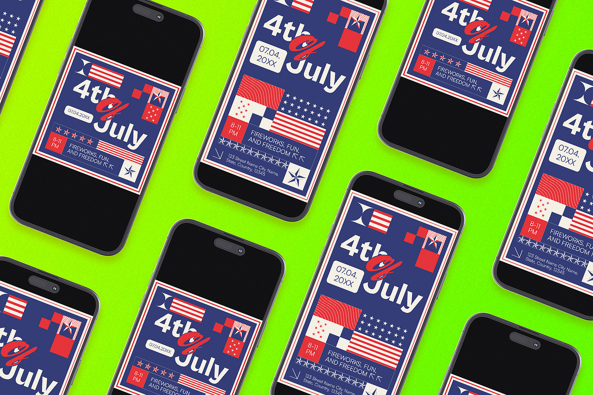 Geo Minimalism 4th of July Flyer Set, a Flyer Template by Aiyari Graphic (Photo 2 of 3)