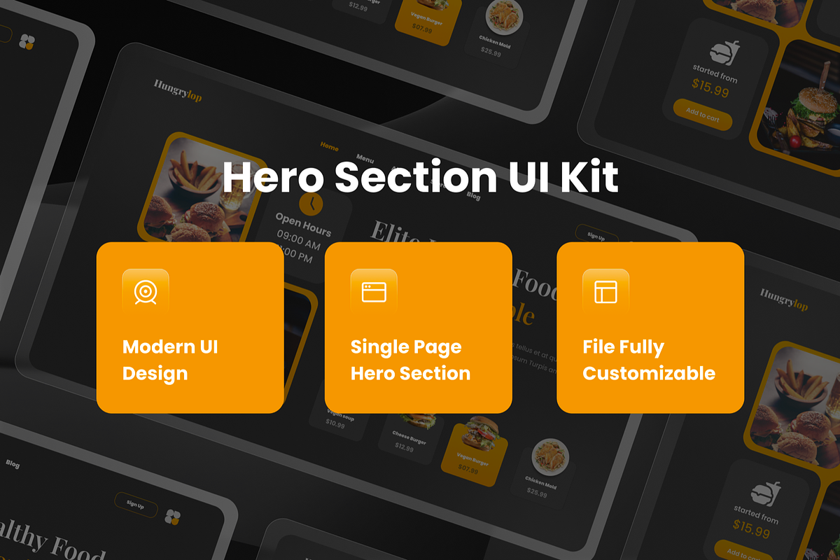 Hungrylop - Restaurant Hero Header, a Templates & Theme by SquidPixey (Photo 3 of 3)
