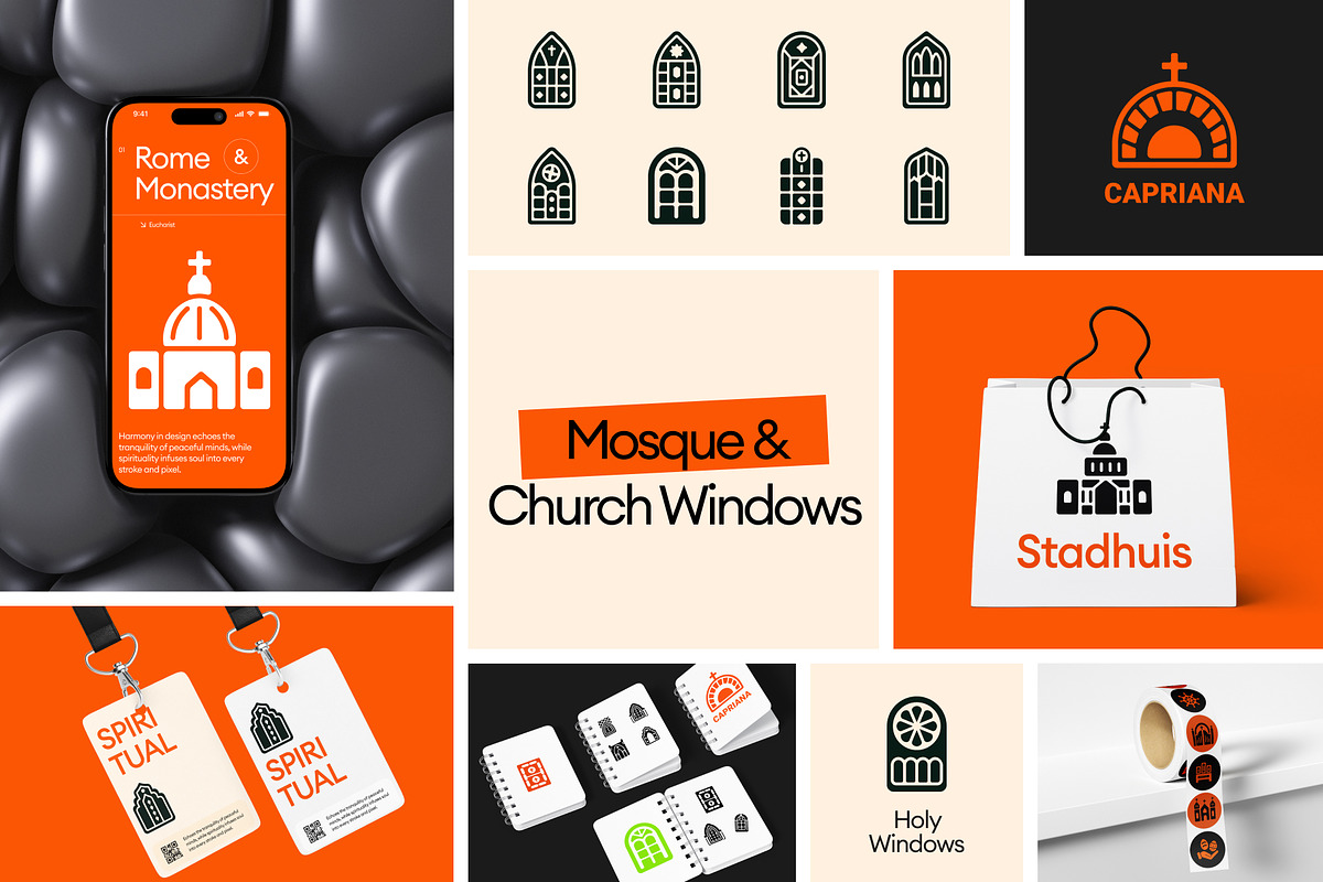 Mosque and Church Windows Icons, a Solid Icon by Prosymbols (Photo 5 of 6)
