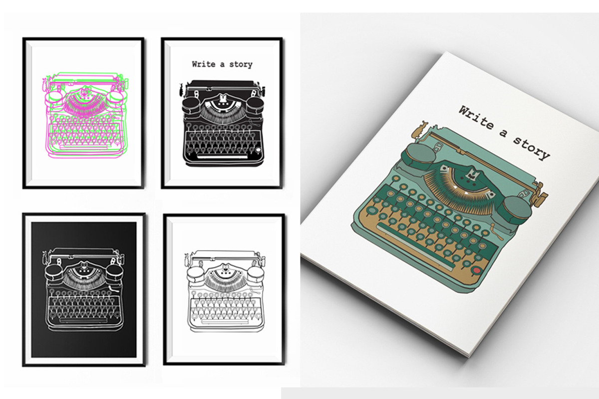 Vintage Typewriters Clipart Pattern, a Graphic by IRSYART (Photo 2 of 11)