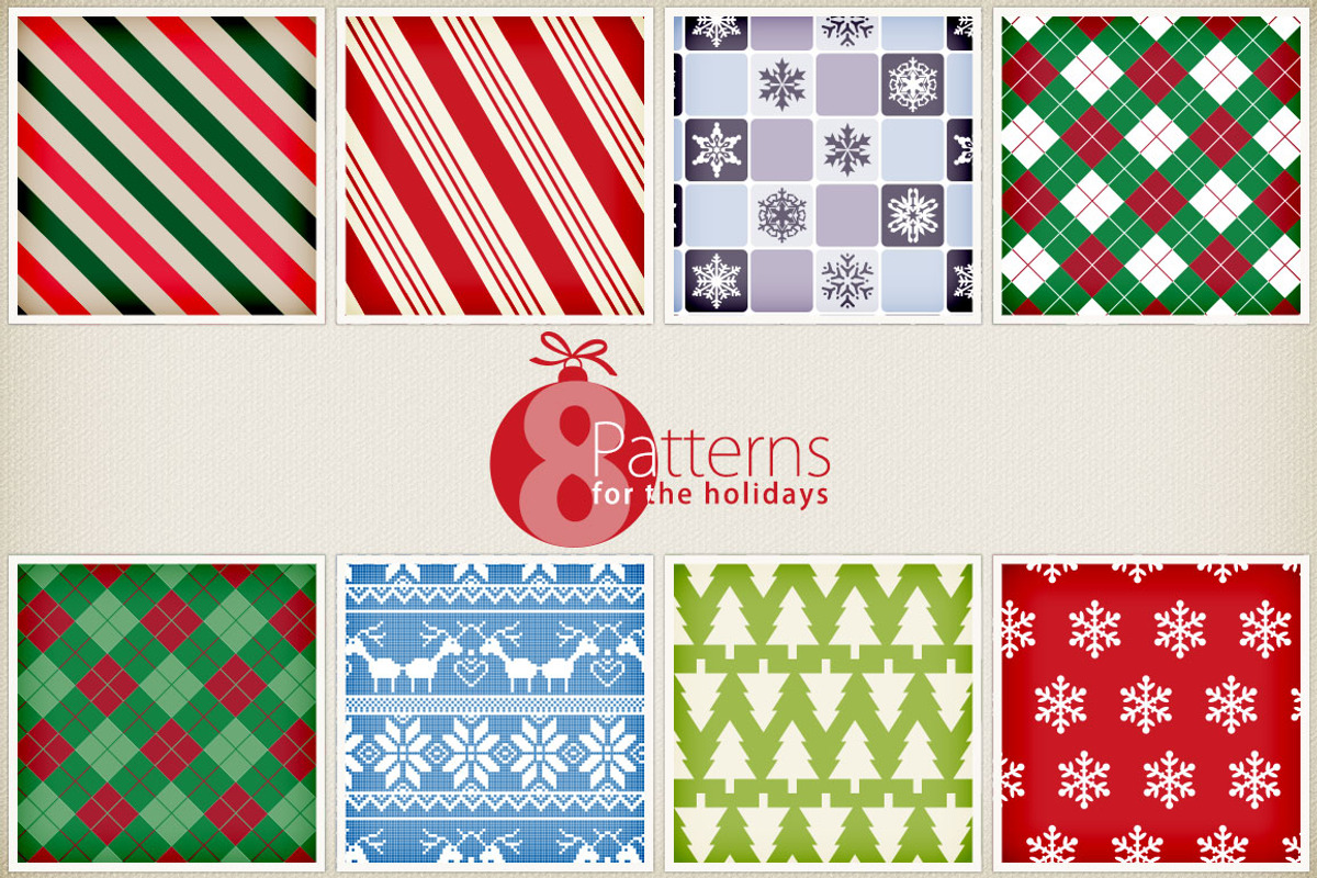 8 Holiday Patterns, a Pattern Graphic by Designed by a Surfer (Photo 2 of 2)