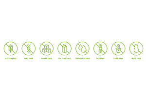 No Sugar, GMO, Gluten, Dairy, Trans, a Food Illustration by Vector Creator