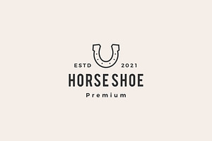 Horse Shoe Hipster Vintage Logo