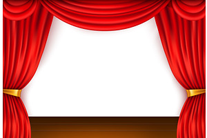 Red realistic curtains on theater or, an Object Illustration by Vectorbuum