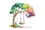 Watercolor Tree Swings Clipart Bundl, an Object Graphic by Regulrcrative (Thumbnail 4 of 7)