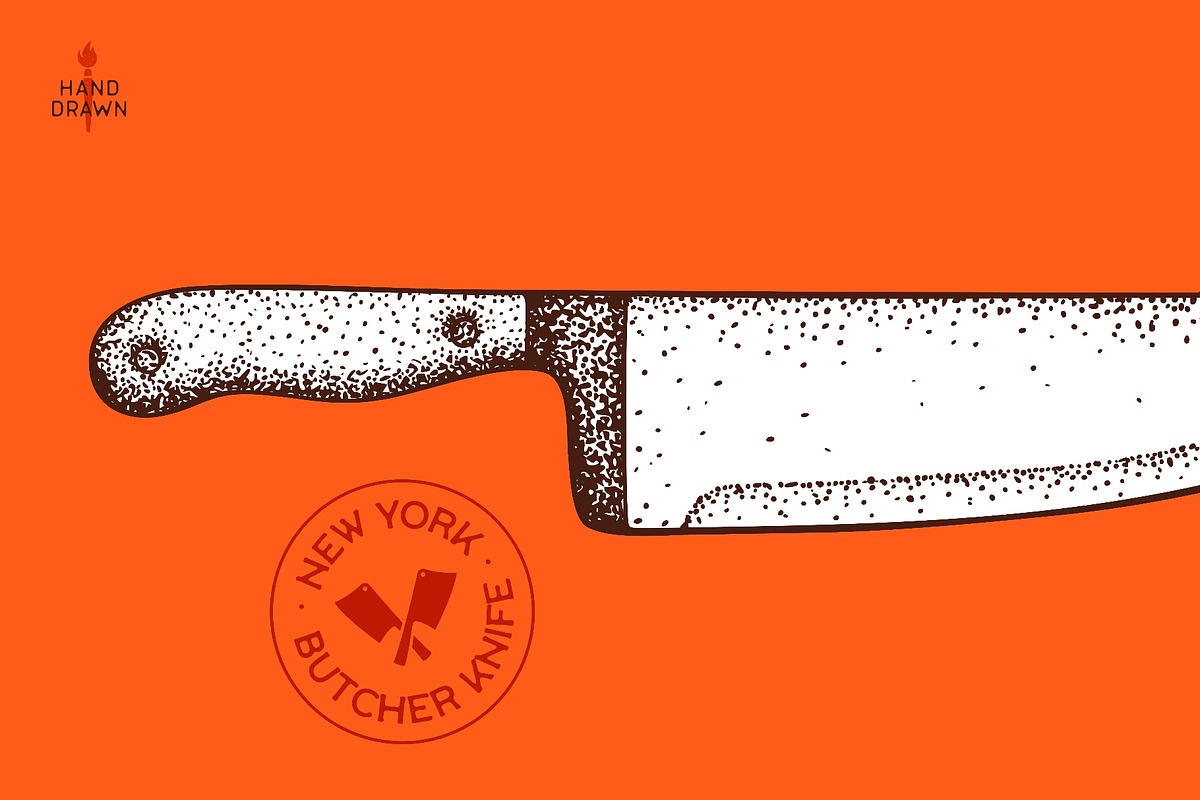 Butcher Knife. Hand drawn sketch, a Food Illustration by Foxys Graphic (Photo 3 of 3)