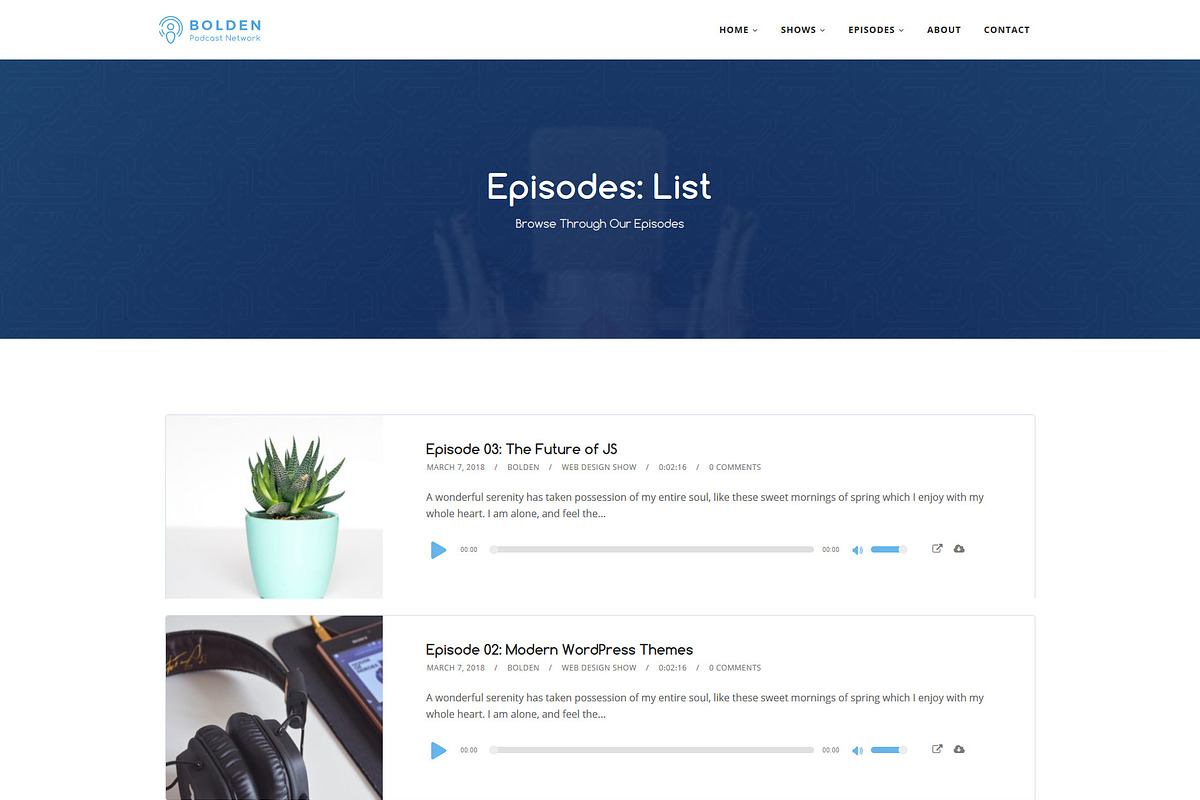 Bolden Podcast Network Theme, a WordPress Template by SecondLineThemes (Photo 2 of 16)