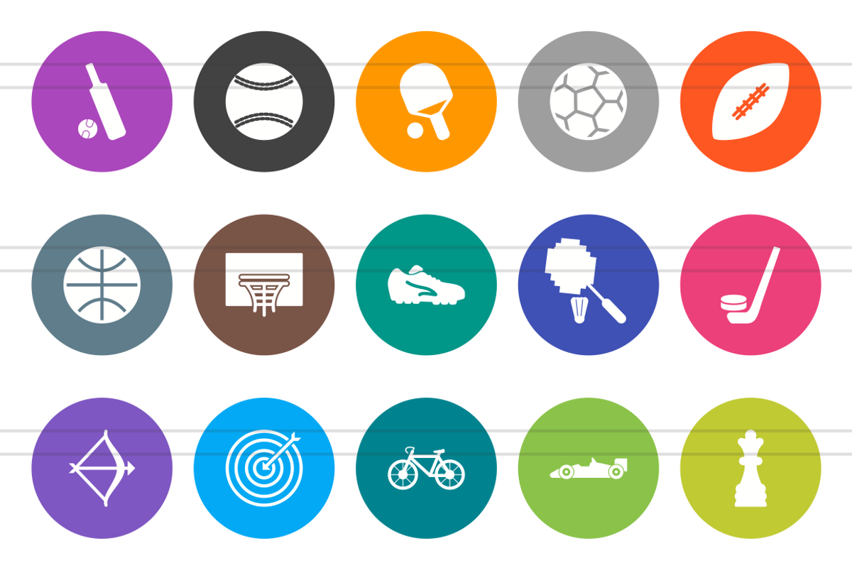50 Sports Flat Round Icons preview 2