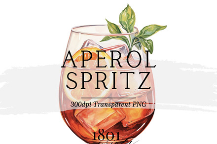 Aperol Spritz Watercolor, a Food Illustration by 1801Prints