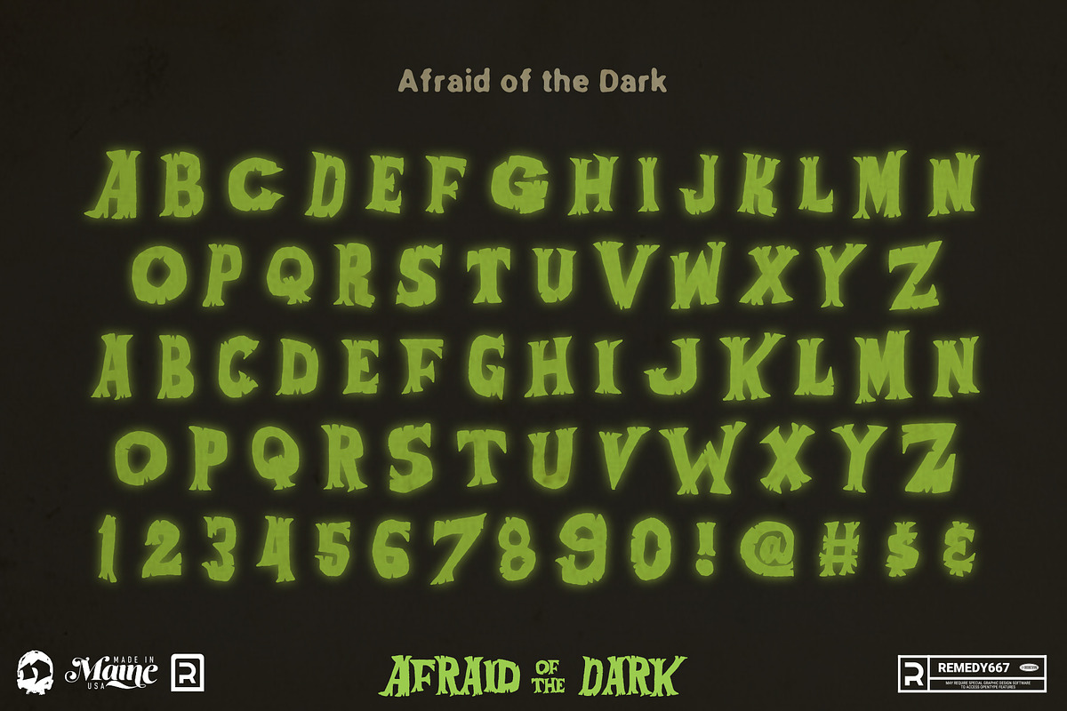 Afraid of the Dark, a Font by Remedy667 (Photo 3 of 5)