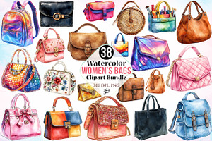 Watercolor Women’s Bags Clipart PNG, an Illustration by Canvas Craft