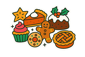 Christmas New Year desserts with gin, an Illustration by Dvoevnore photos
