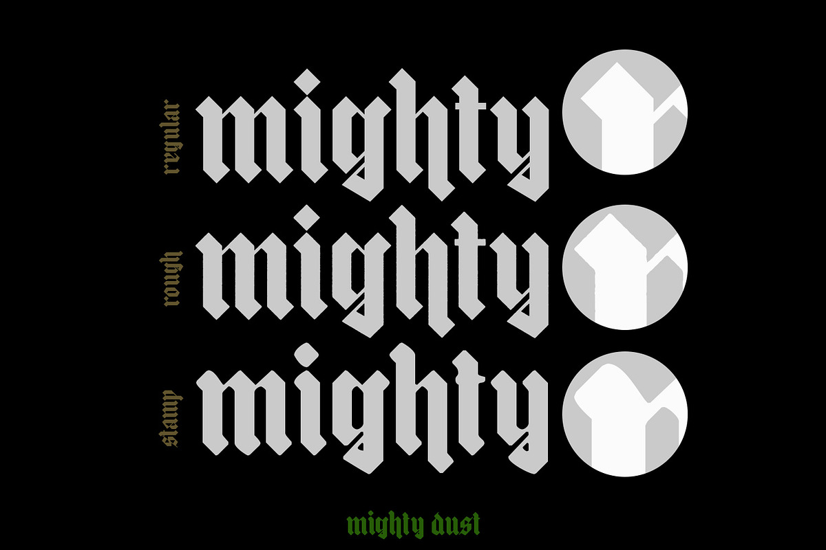 mighty dust - blackletter font, a Blackletter Font by madeDeduk (Photo 4 of 6)
