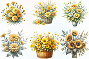 Watercolor Yellow Flower Clipart, an Illustration by CraftArtStudio (Thumbnail 2 of 6)