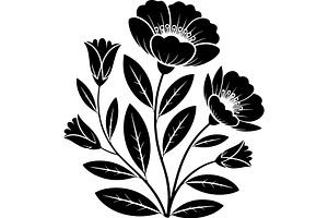 Black Wildflower Bouquet Set, an Object Graphic by jahid234