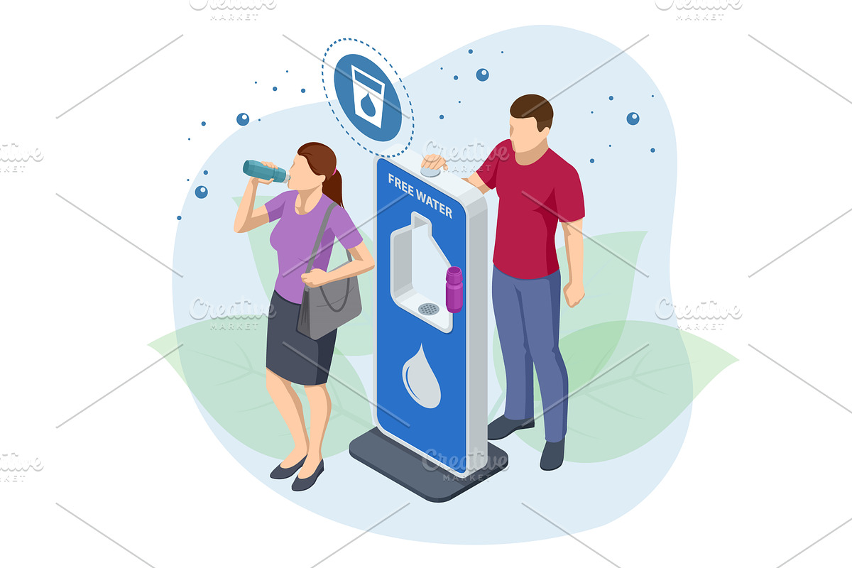 Isometric drinking water filling, a Food Illustration by Golden Sikorka