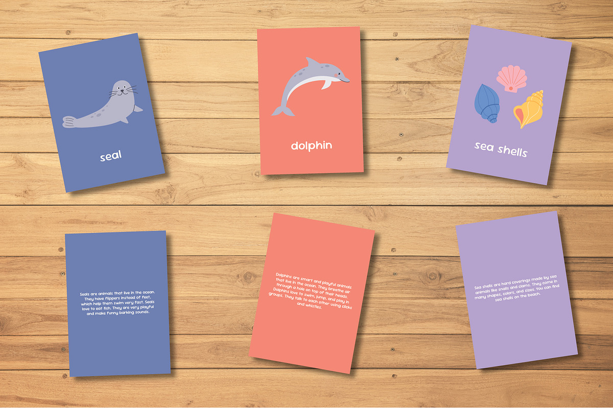 Ocean Animals Educational Cards, an Animal Illustration by Sabina_Ava (Photo 4 of 7)