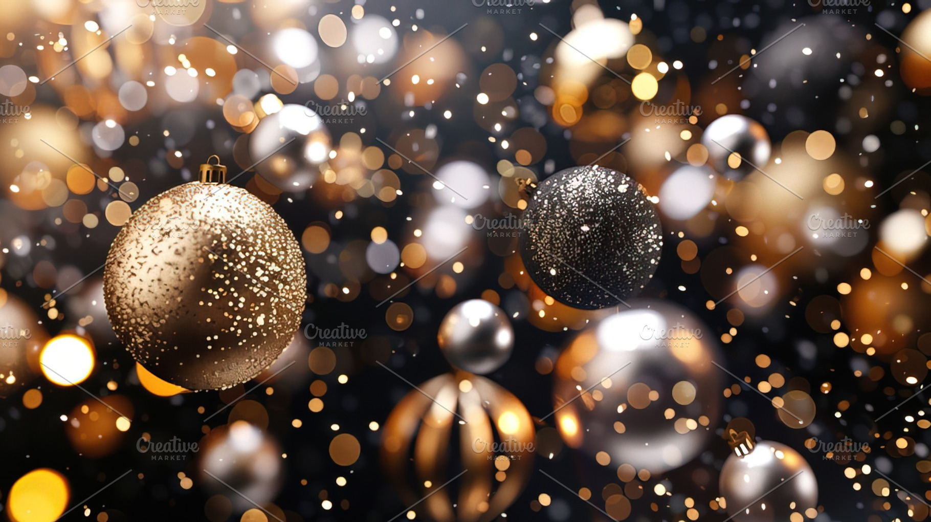 Golden Christmas Ornaments and Bokeh, a Holiday Photo by Ales Munt