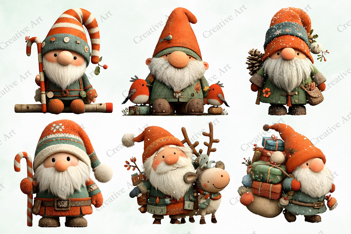 Christmas Gnome Clipart Bundle, an Illustration by Creative Art (Photo 3 of 10)