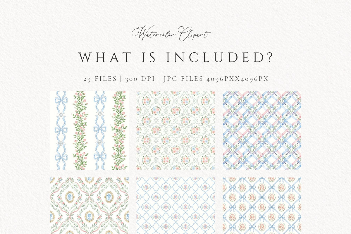Grandmillennial Seamless Pattern, a Pattern Graphic by Invite to Clipart (Photo 5 of 12)