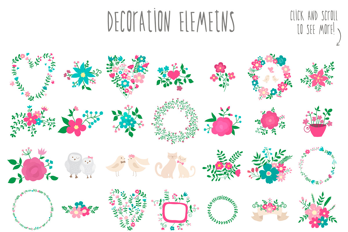 Big floral set, a Decorative Illustration by BerryCaty (Photo 3 of 13)