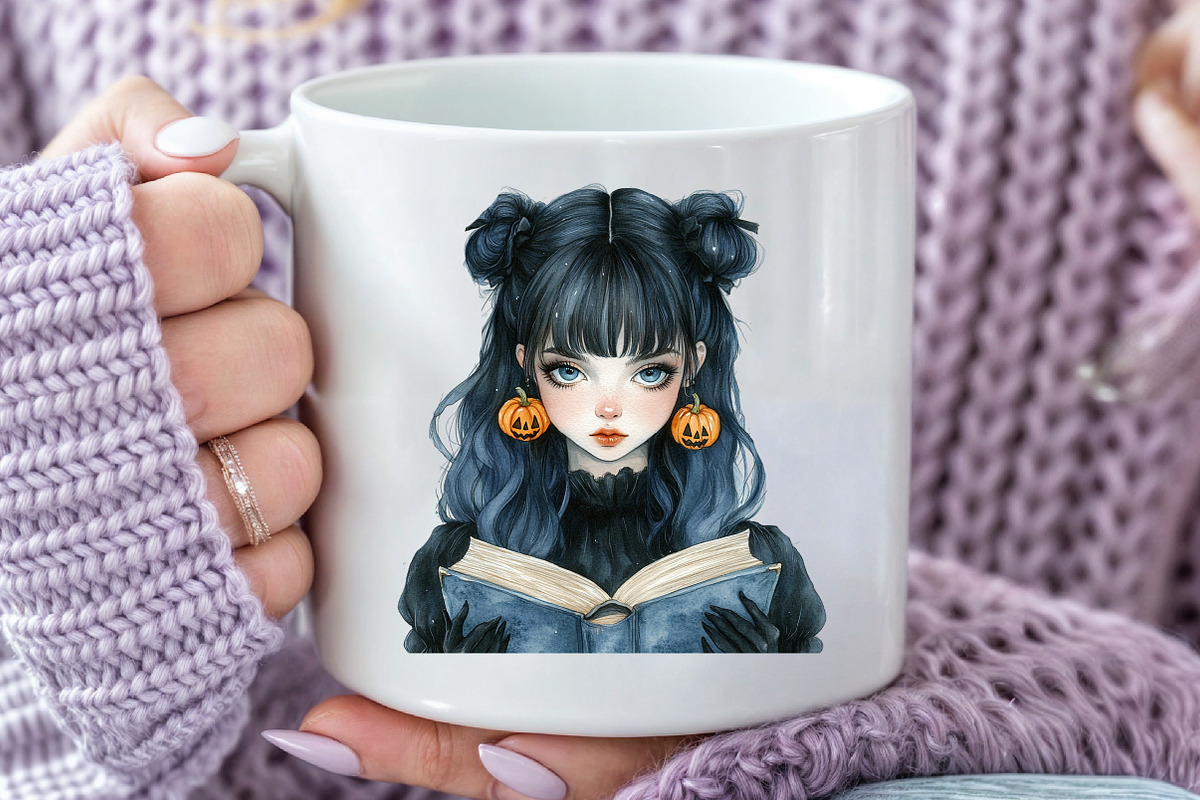 Cute Autumn Gothic Girl Clipart, an Illustration by Rose Art (Photo 4 of 7)