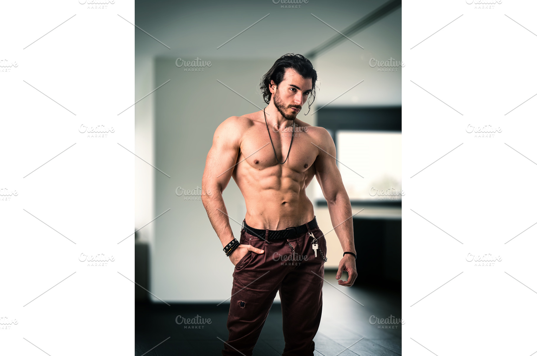 Shirtless man standing with hands on, a Person Photo by ArtOfPhotos photo store