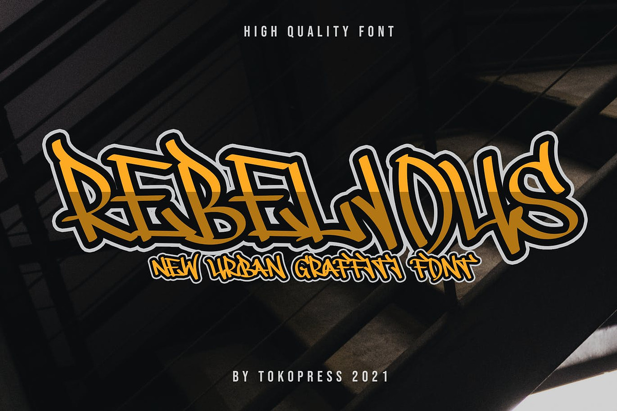 REBELIOUS - Powerful Graffiti font, a Font by TokoPress (Photo 1 of 10)