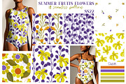 Summer Fruits Flowers Seamless Patte, a Pattern Graphic by KomannaArt (Thumbnail 1 of 11)