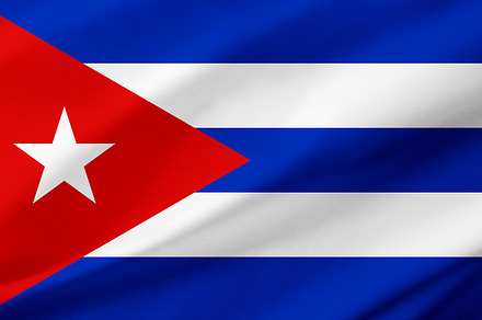 Cuba flag background with waving fabric texture