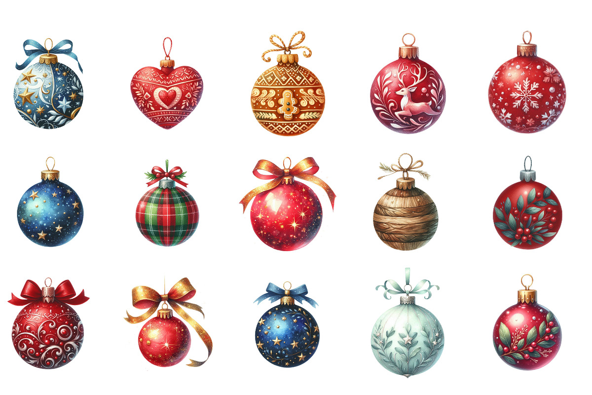 Christmas Ornament Clipart, an Illustration by Designking (Photo 3 of 5)