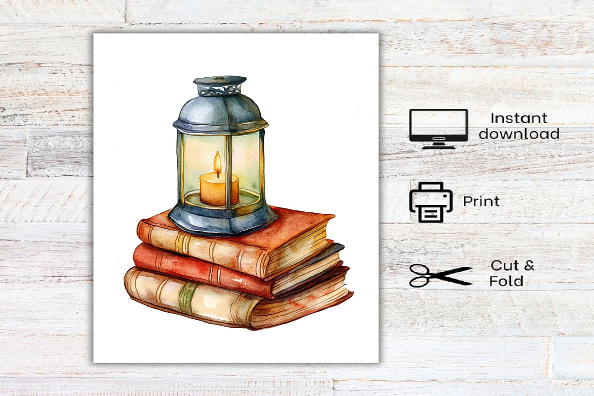 Watercolor Rustic Library Clipart, an Illustration by Canvas Craft (Photo 7 of 7)
