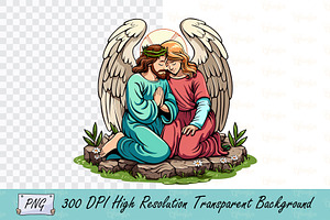 Jesus and Angel Spiritual Artwork, an Object Illustration by Ghagra