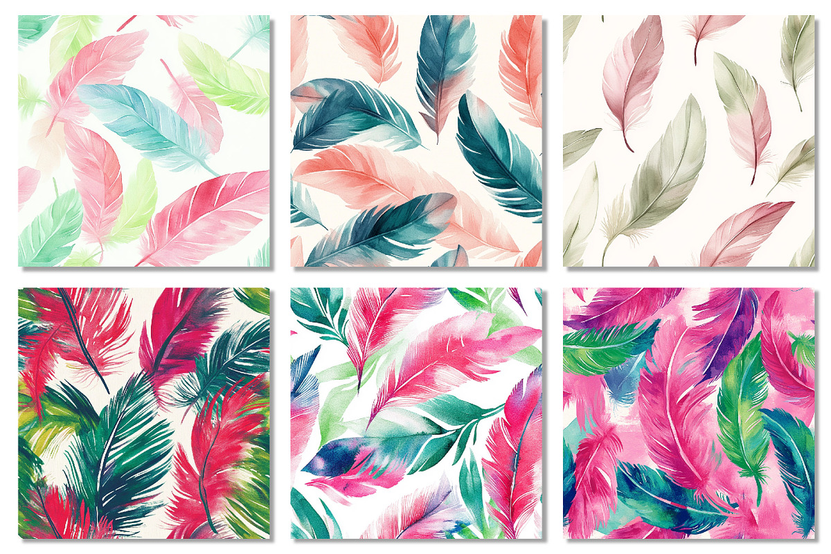Pink & Green Feather Seamless Patter, a Texture Graphic by Dream Creation (Photo 6 of 7)
