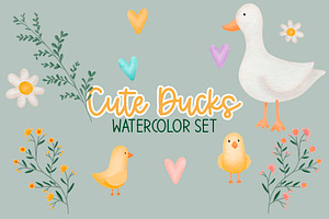 Cute Ducks watercolor set