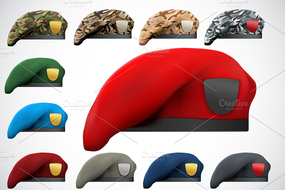 Set of Military Berets Army Forces