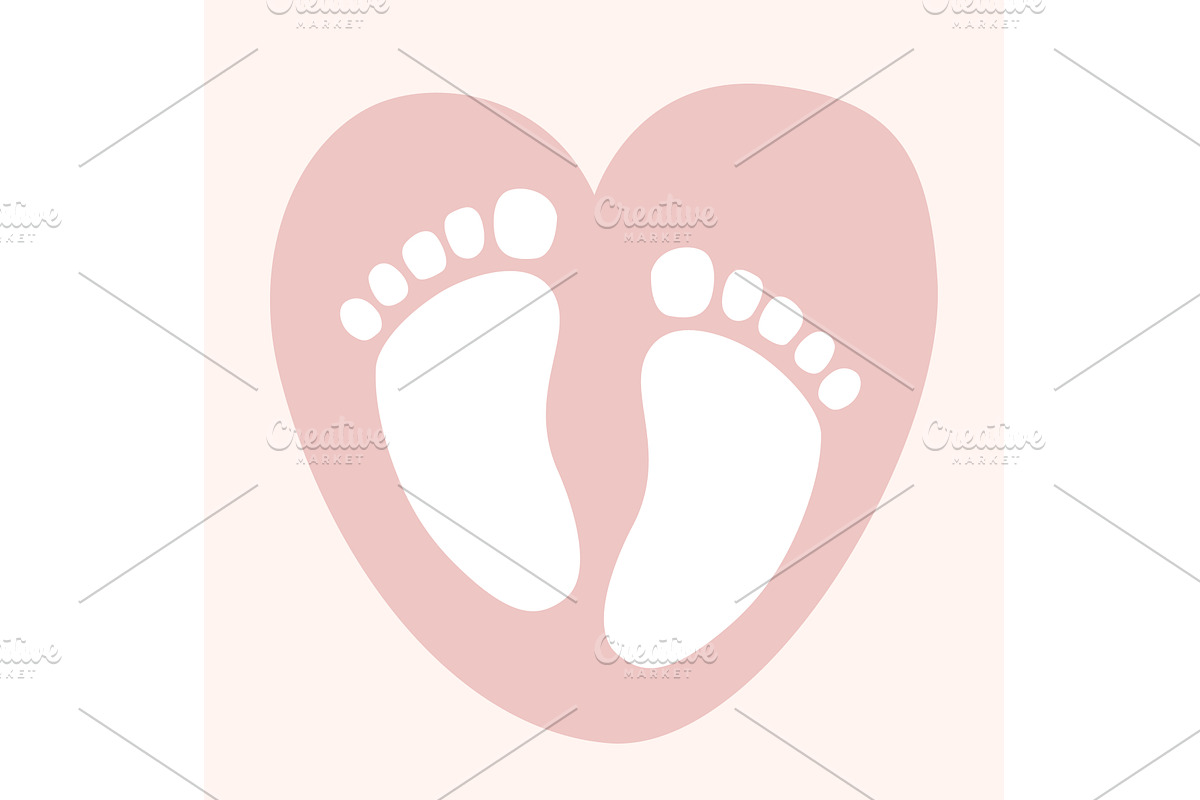 Baby feet imprint on a heart, an Object Illustration by Toltemara
